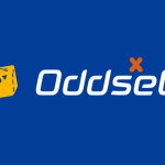 Oddsets logo på blå baggrund med hvid skrift