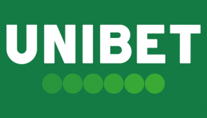 Bookmakeren Unibets officielle logo på grund baggrund