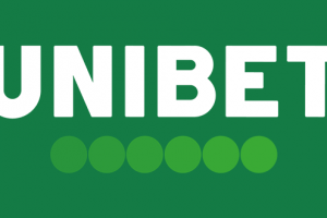 Bookmakeren Unibets officielle logo på grund baggrund