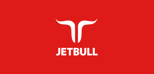 Jetbull logo på rød baggrund