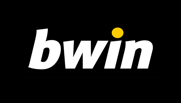 Bookmakeren bwins logo i hvid skrift på sort baggrund