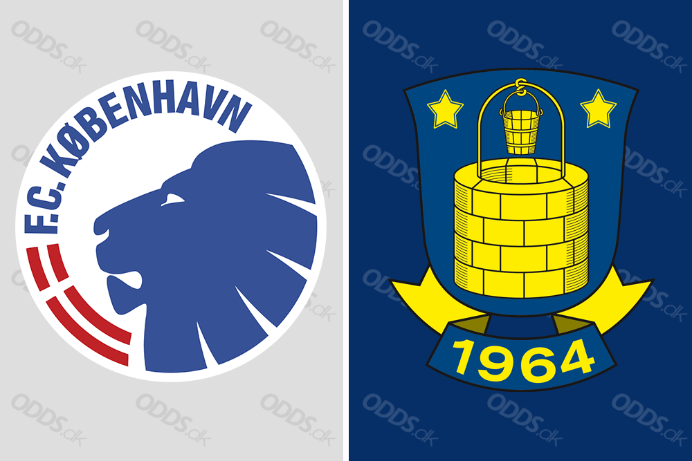 FC København og Brøndby IF's officielle logoer. De to hold er ærkerivaler og Superligaens to største klubber.