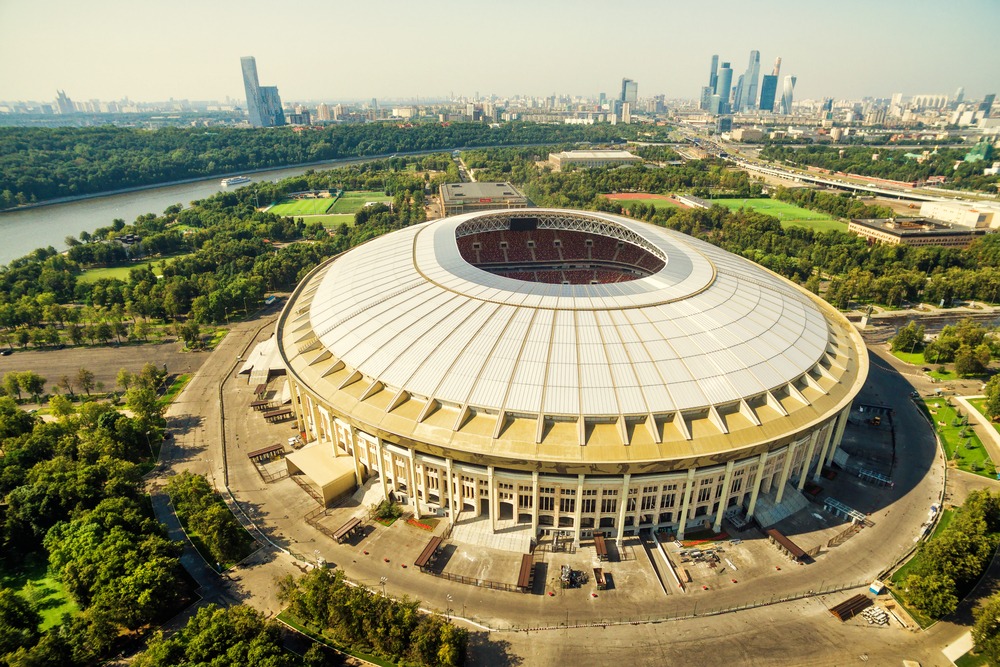 Luzhniki Stadion i Moskva set fra luften