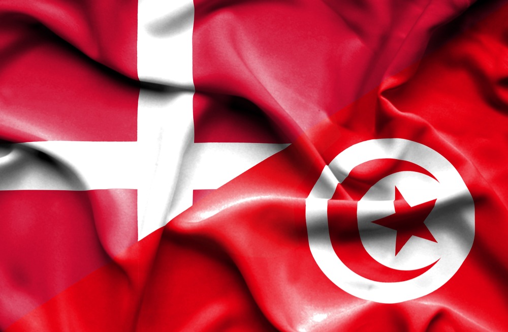 Danmark og Tunesien flags