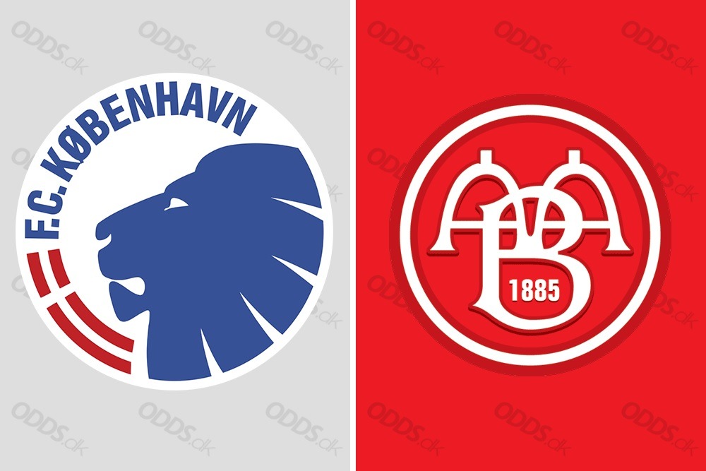 FC København og AaB's logoer. De to hold mødes i Parken søndag aften i den danske Alka Superliga.