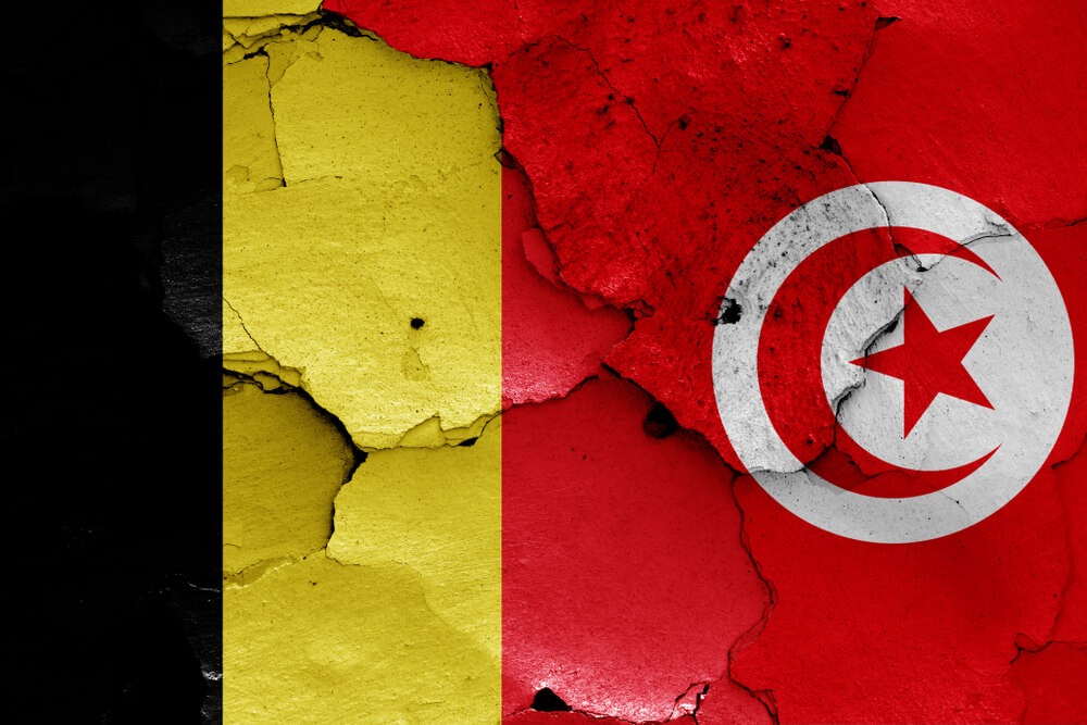 Belgisk og tunesisk flag VM 2018