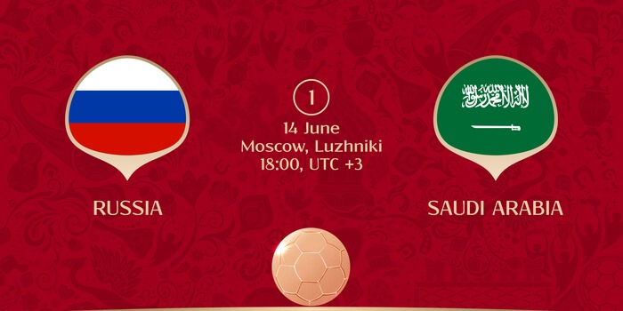 Optaktsbillede til VM 2018-kampen mellem Rusland og Saudi Arabien
