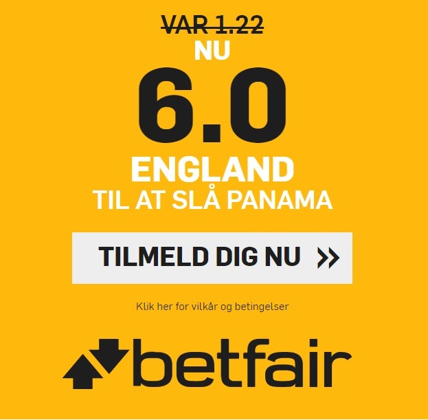 Bookmakertilbud, hvor nye spillere får pengene seks gange igen på England-sejr over Panama ved VM