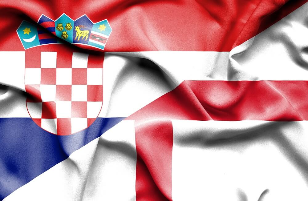 Kroatisk og engelsk flag VM 2018