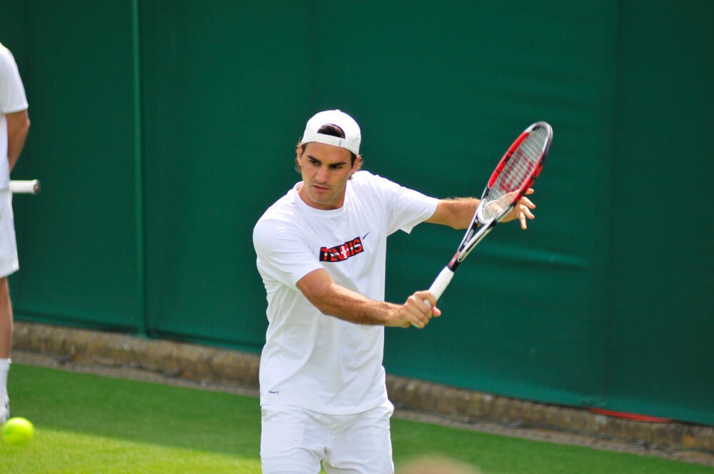 Opvarming af Roger Federer ved WImbledon