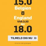 Tilbud fra bookmakeren betfair, der giver alle nye spillere forhøjede odds på VM-kampen mellem Belgien og England