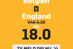 Tilbud fra bookmakeren betfair, der giver alle nye spillere forhøjede odds på VM-kampen mellem Belgien og England