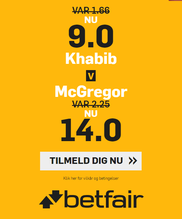 Få forhøjede odds på Khabib vs. McGregor hos betfair