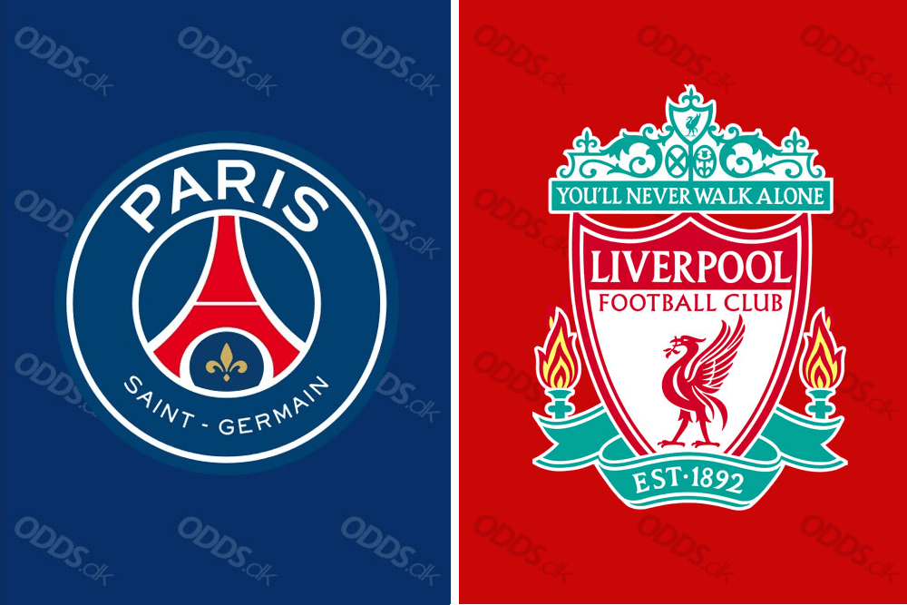 Officielle klublogoer for Paris Saint-Germain og Liverpool