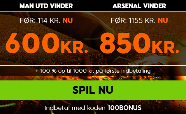 Få odds 12 på Man Utd og 17 på Arsenal hos 888sport