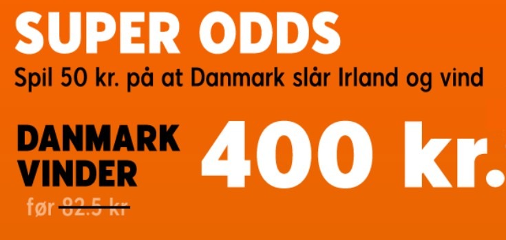 Bookmakertilbud fra 888sport, der giver odds 8 på dansk sejr over Irland