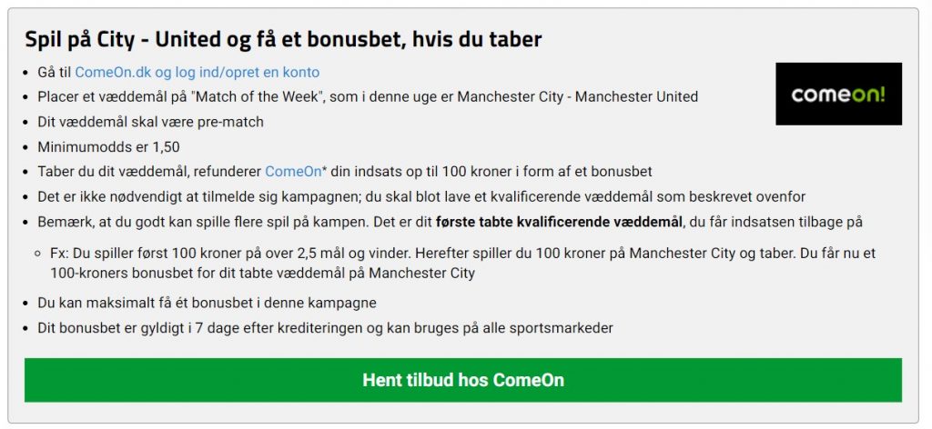 ComeOn kampagne til Manchester City - Manchester United