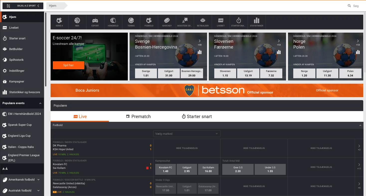 betsson betting oversigt