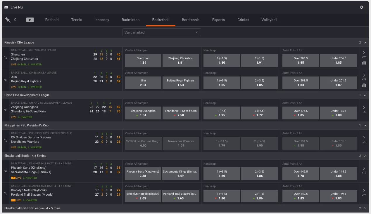 betsson livebetting oversigt