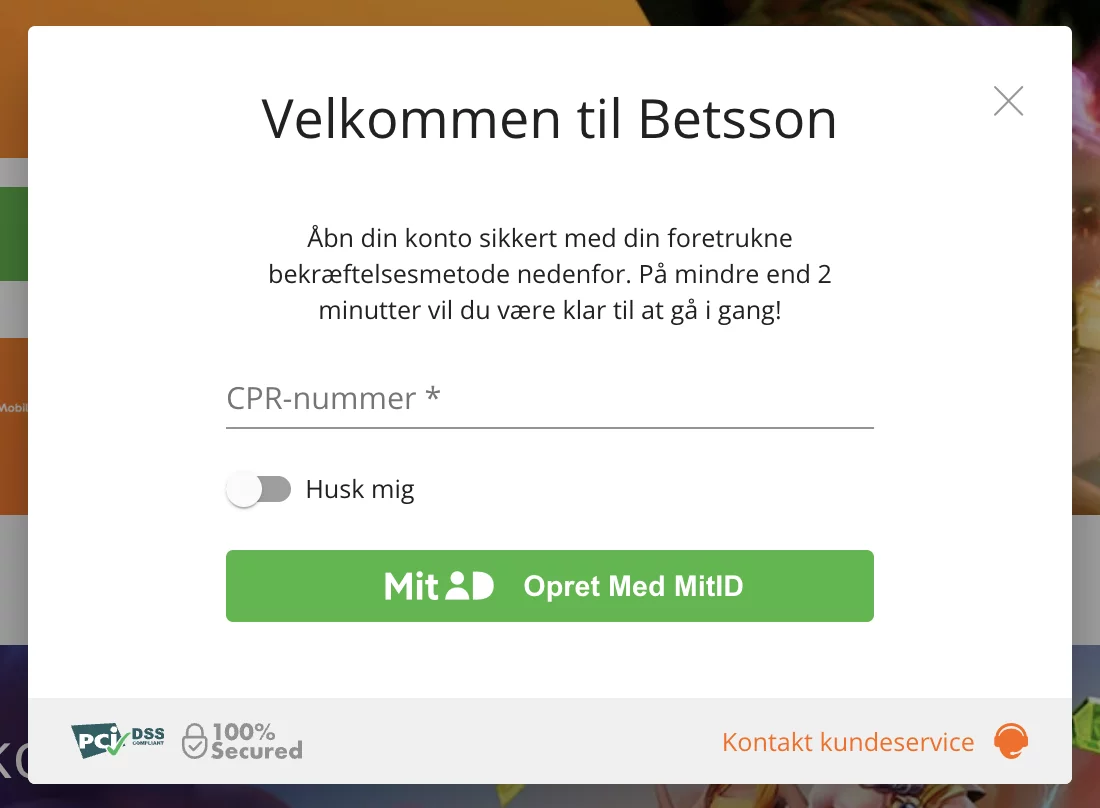 betsson opret med MitID