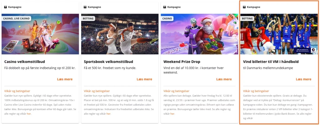 Oversigt over kampagner og konkurrencer hos betsson