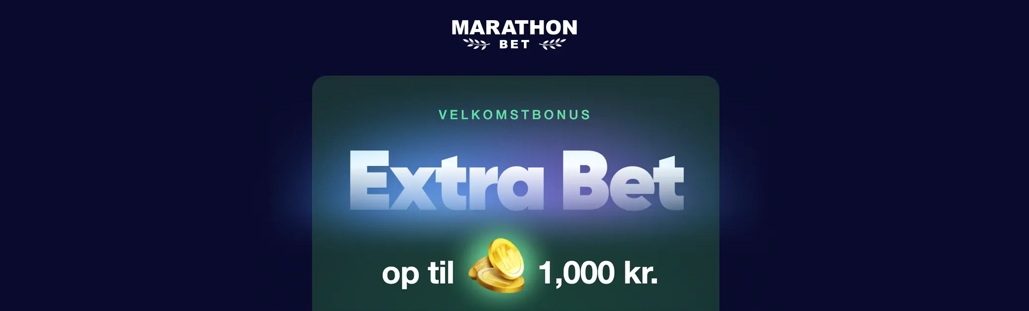 Banner med Marathonbets logo og teksten: "Velkomstbonus - Extra Bet - Op til 1.000 kr."